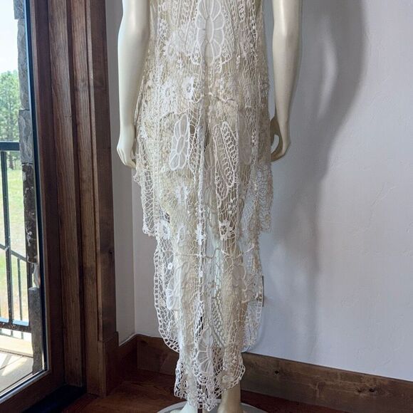 Vintage Cecico White Boho Sleeveless Lace Duster Size Medium - Picture 5 of 16